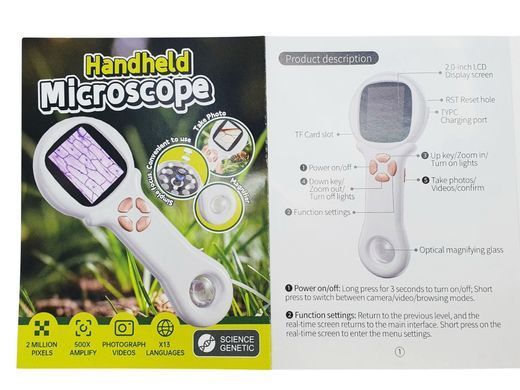 Мікроскоп, HD-відео, LED-підсвічування, 500х