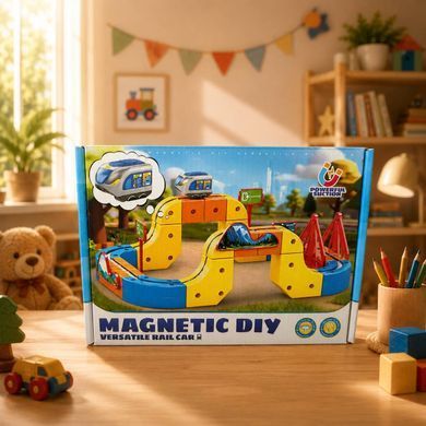 Магнітний конструктор 3D, Залізничний трек, 68 деталей