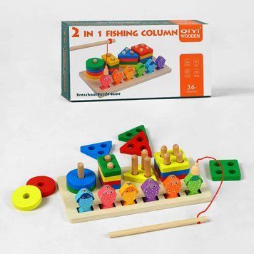 Дерев'яна іграшка, Рибалка + геометрик, 60885